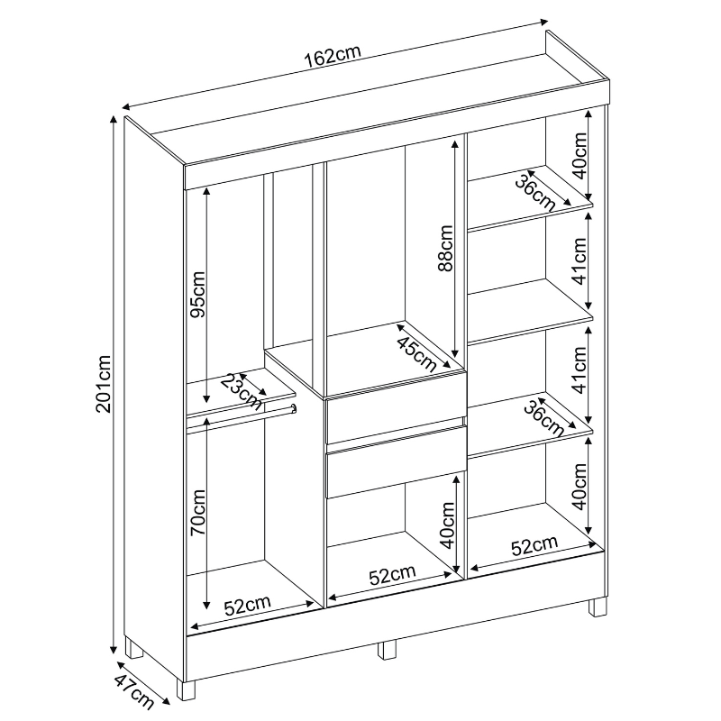 Guarda Roupa Casal 8 Portas Munique Demóbile Ébano