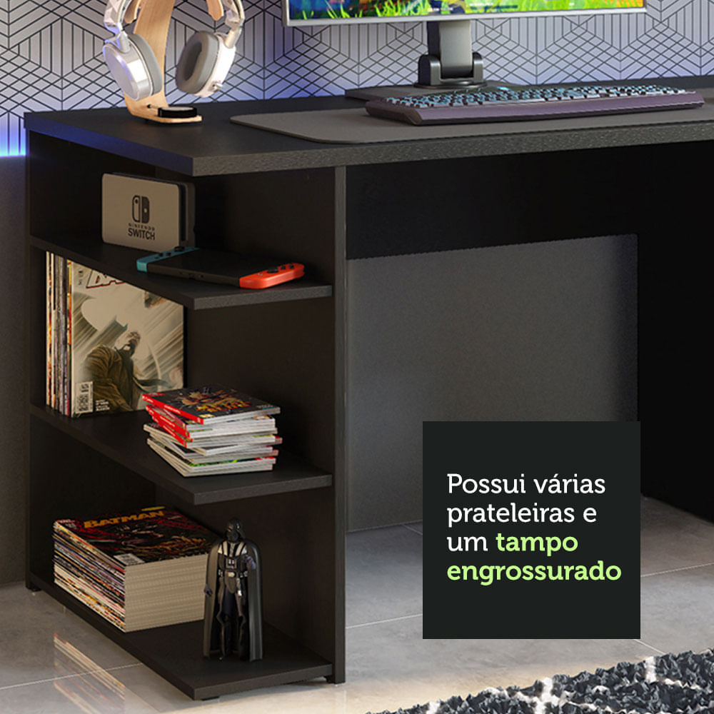 Mesa de Escritório Industrial Cinza 120cm Mood Madesa - Madesa Móveis