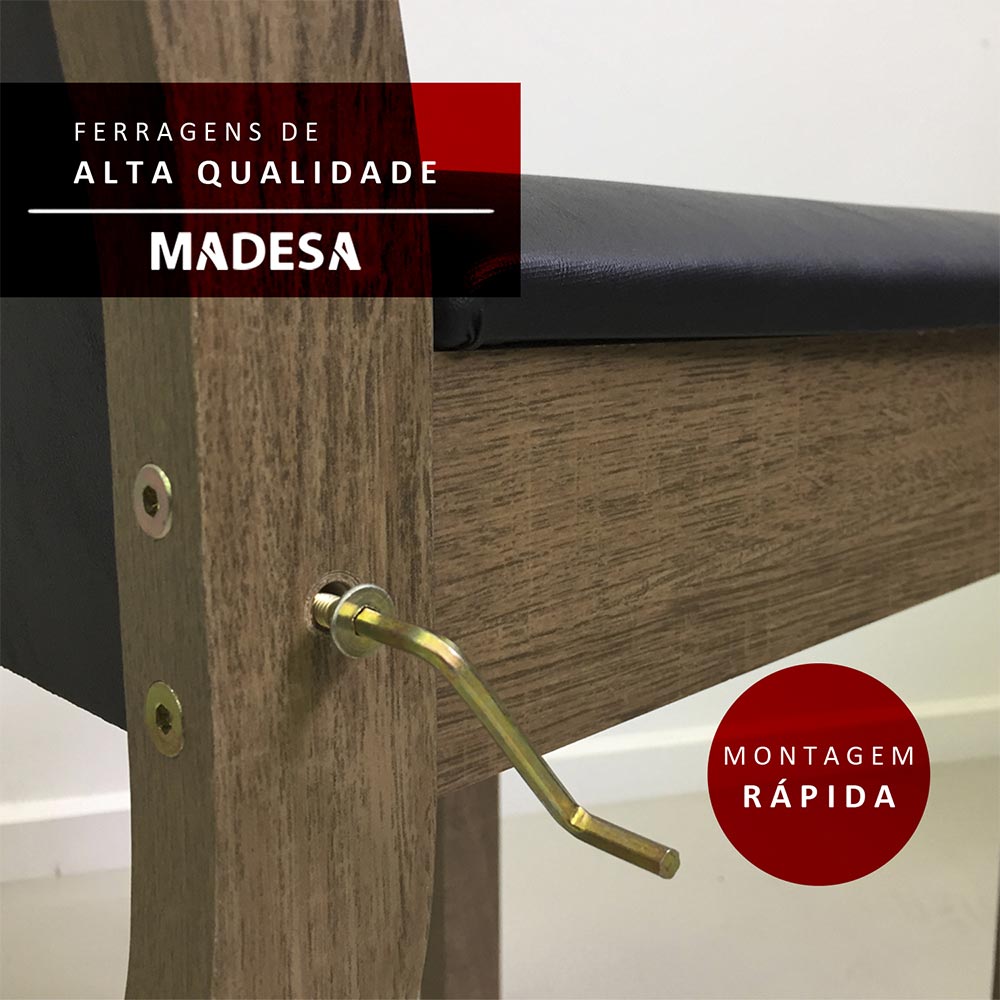 Conjunto Sala de Jantar Madesa Cíntia Mesa Tampo de Madeira com 4 Cadeiras  Rustic/Crema/Bege Marrom