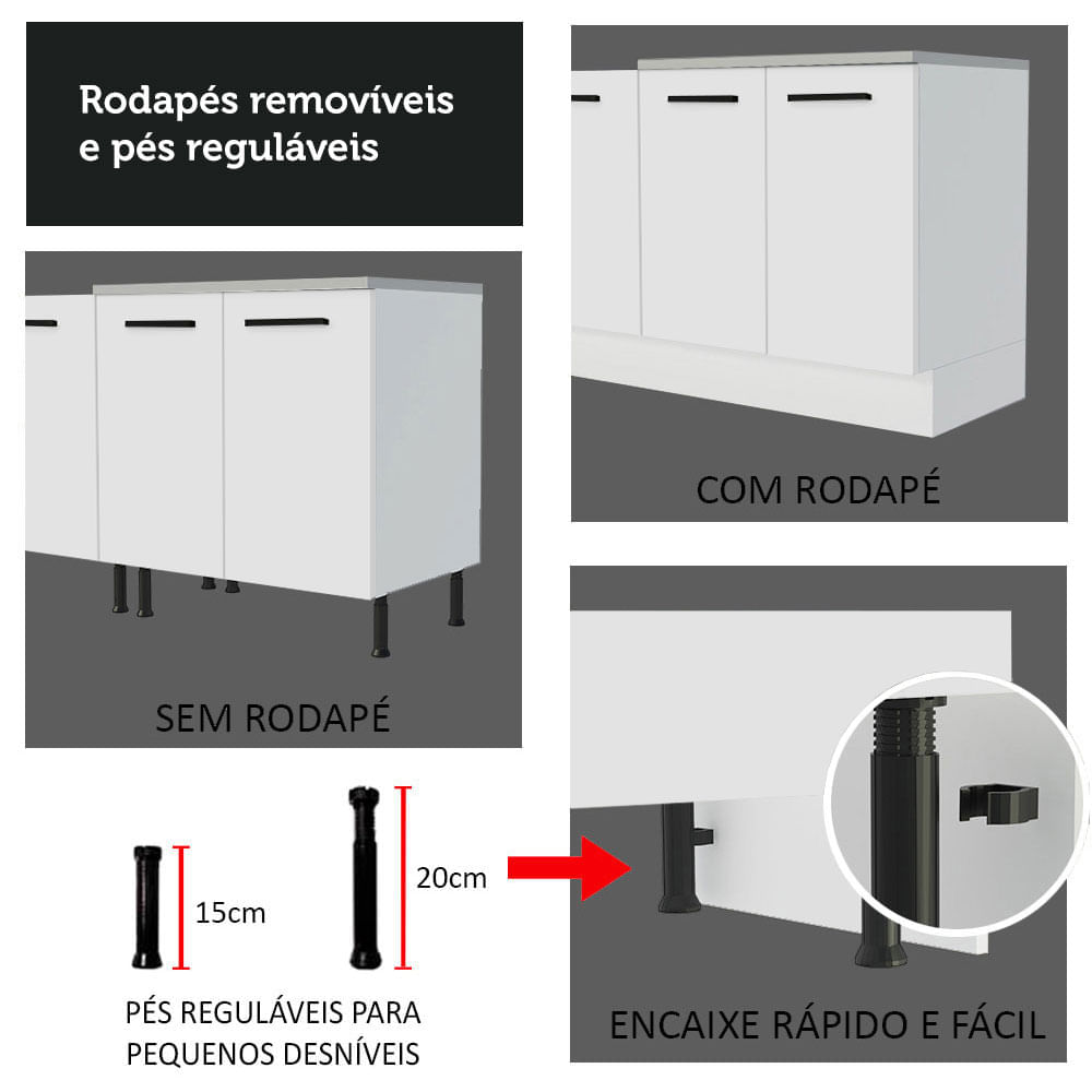 Armário de Cozinha Completa 330cm Branco/Cinza Agata Madesa 02