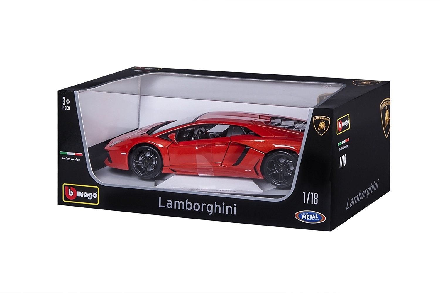 Miniatura - Carro - Lamborghini Aventador - 1:18 -Bburago Plus - LARANJA