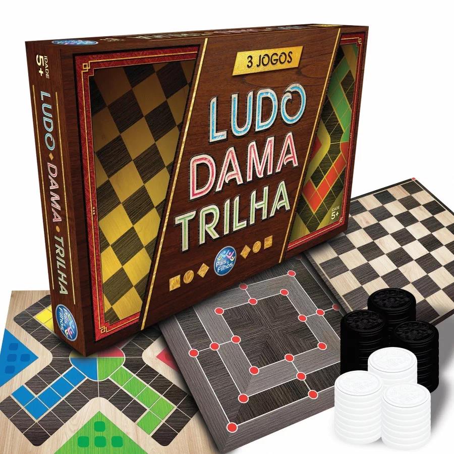 Jogo 3 em 1 Ludo, Dama e Trilha