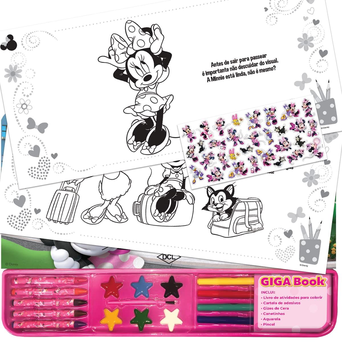 LIVRO Minnie DISNEY - LER E COLORIR + giz de cera