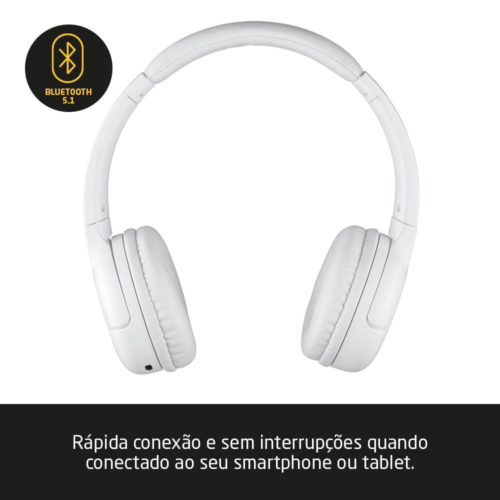 Headphone Pulse Flow PH394 Bluetooth Branco Até 12h de Bateria