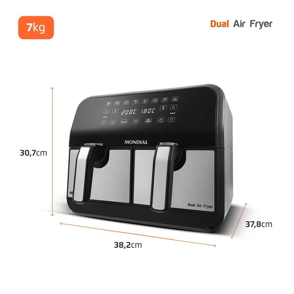 Fritadeira Elétrica Air Fryer Mondial Dual