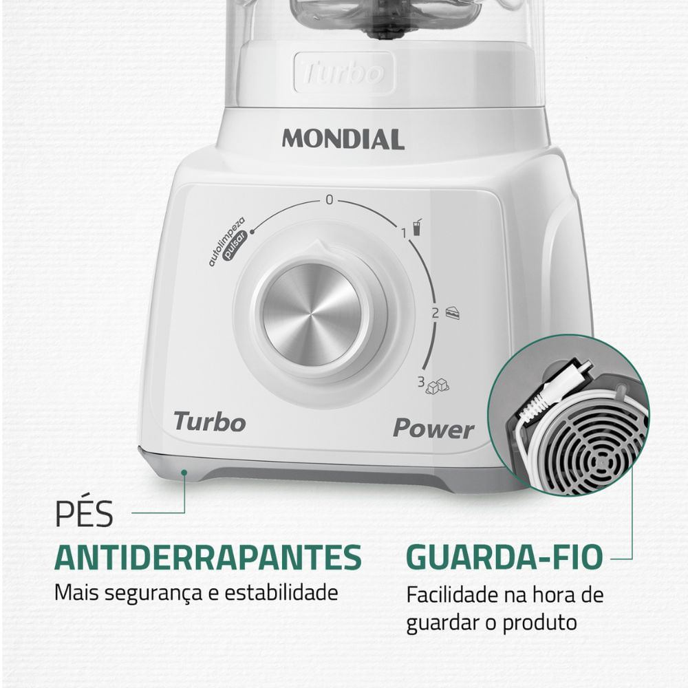 Liquidificador Mondial Turbo Power 550W Branco L-99 WG 110V