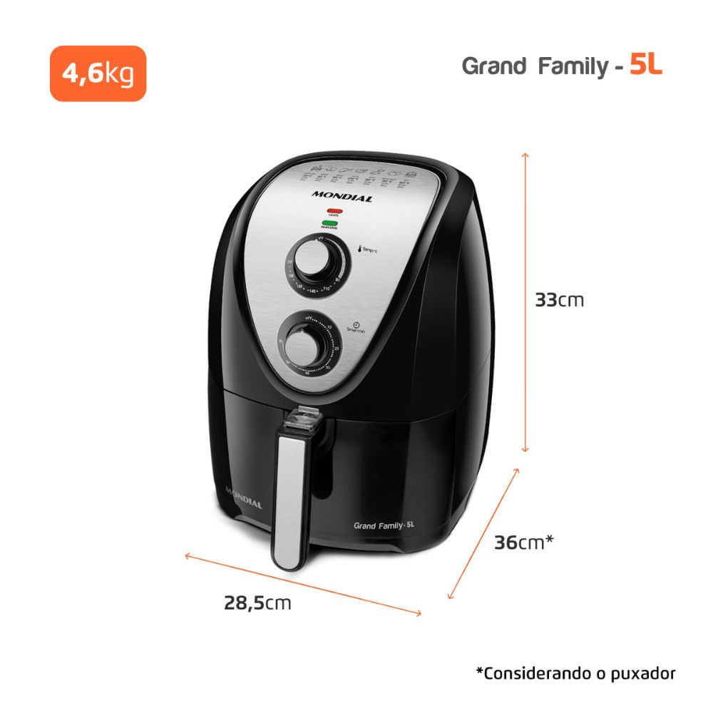 Fritadeira sem Óleo Air Fryer AFN-40-BFS 4 Litros 1500W 20A Mondial